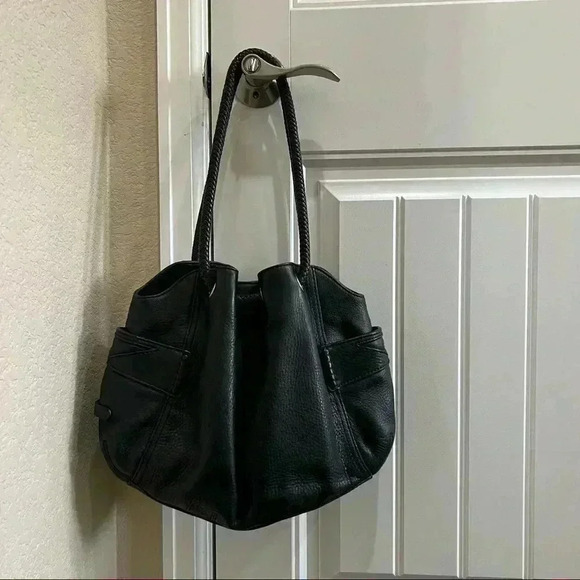 Cole Haan Black Leather Double Handle Side pockets  Shoulder Bag Purse - Picture 5 of 15